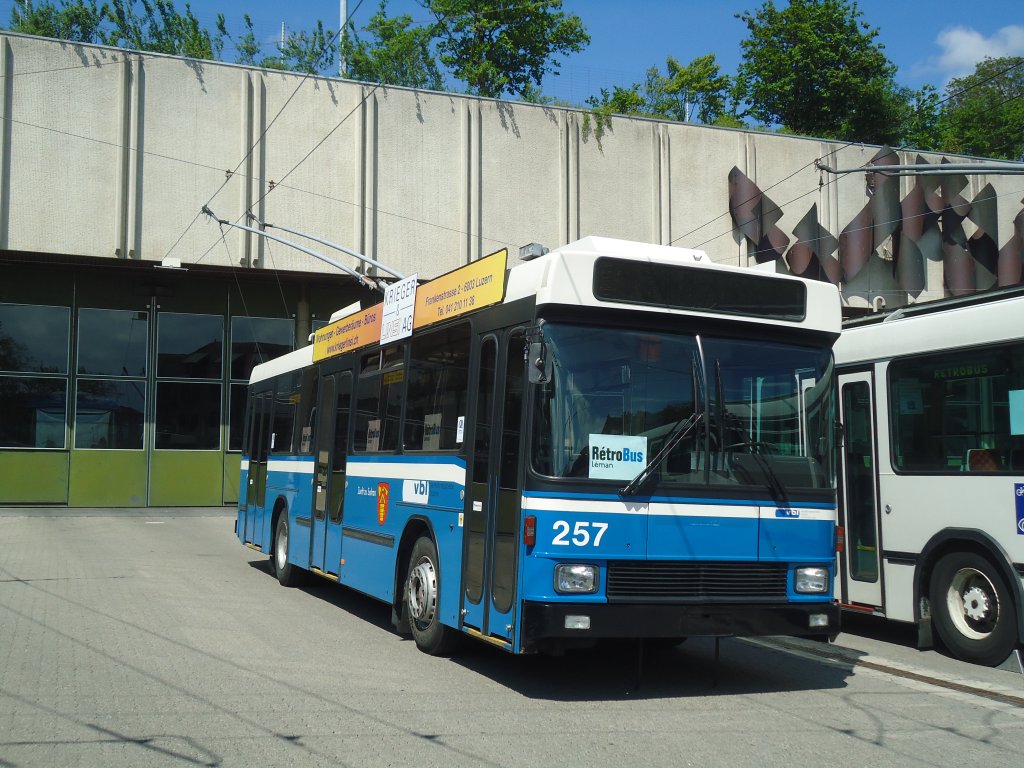 VBL Luzern (Rtrobus) - Nr. 257 - NAW/R&J-Hess Trolleybus am 13. Mai 2012 in Lausanne, TL-Depot Borde