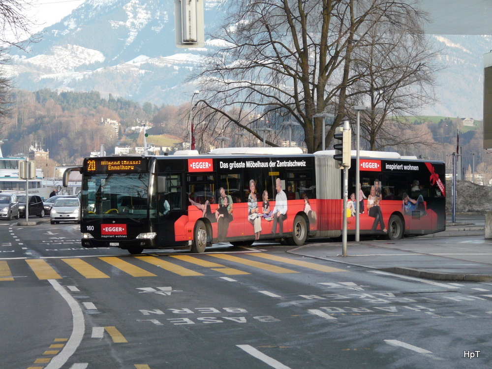 VBL - Mercedes Citaro Nr.160 LU 15023 unterwegs auf der Linie 20 in Luzern am 08.01.2011