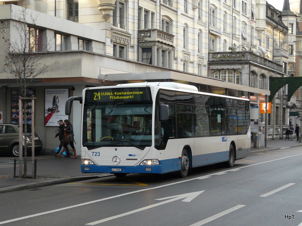 VBL - Mercedes Citaro Nr.723  LU 15689 unterwegs auf der Linie 21 in Luzern am 08.01.2010