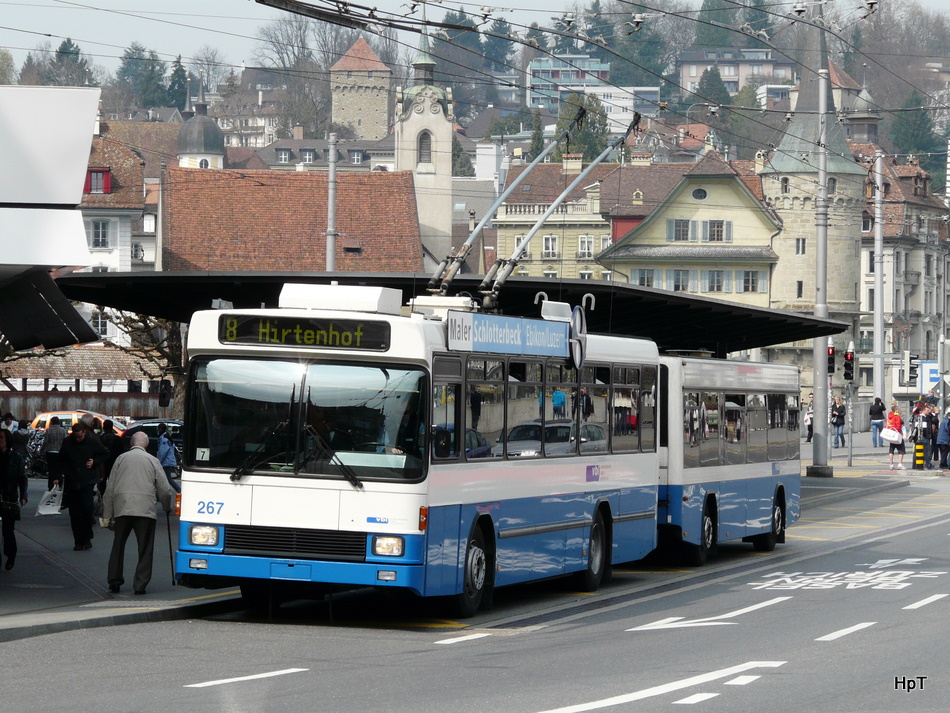 VBL - NAW-Hess Trolleybus Nr.267 mit Anhnger unterwegs auf der Linie 8 am 10.04.2010