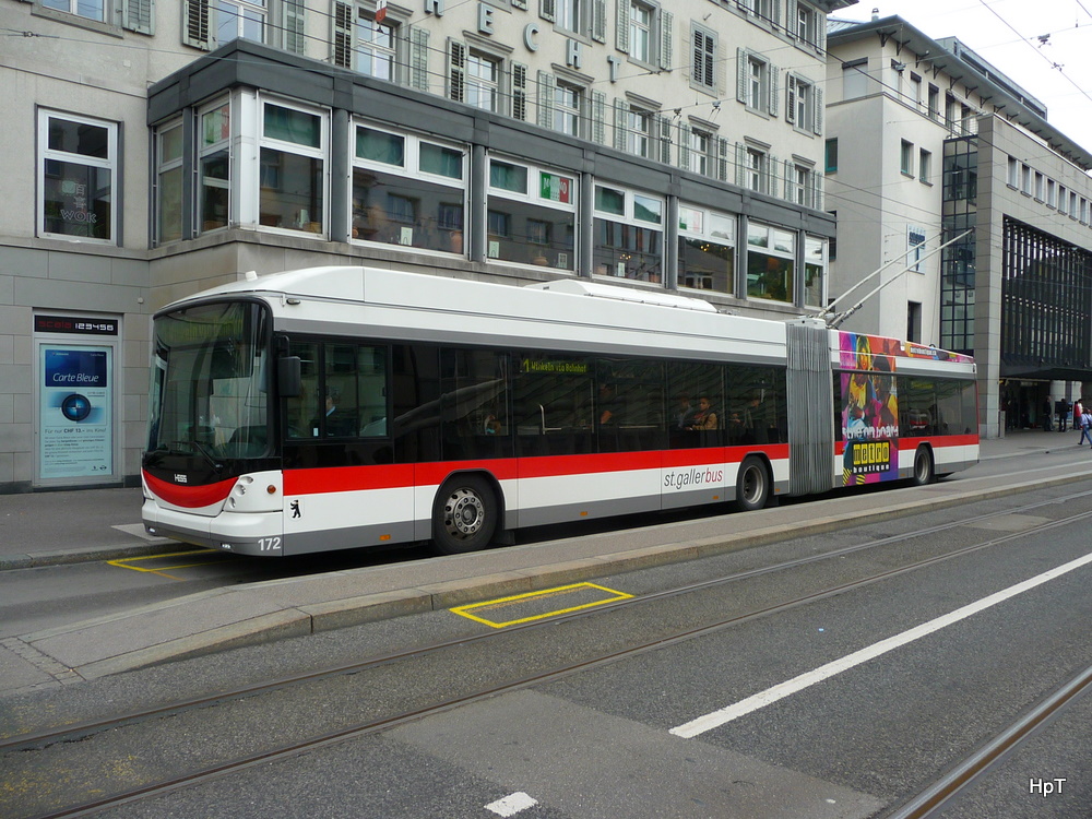 VBSG - Hess-Swisstrolley BGT-N2C Nr.172 unterwegs auf der Linie 4 in St.Gallen am 14.05.2011
