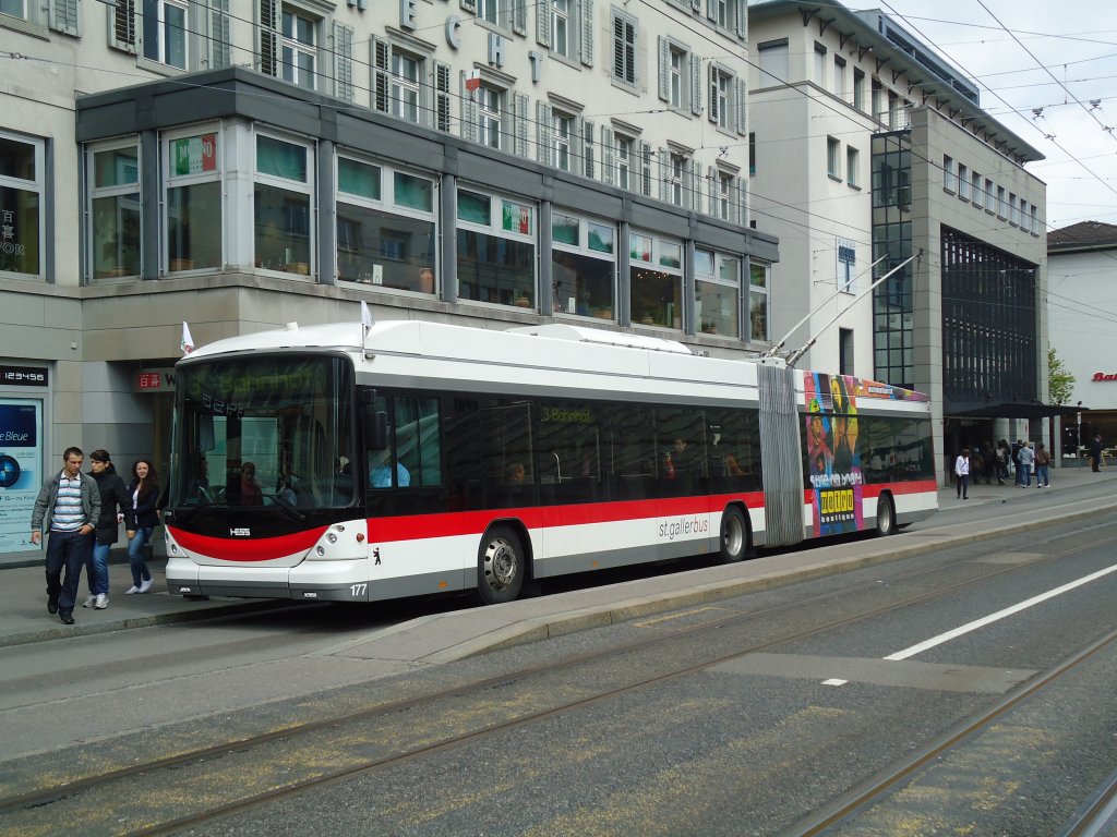 VBSG St. Gallen - Nr. 177 - Hess/Hess Gelenktrolleybus am 13. April 2011 in St. Gallen, Marktplatz