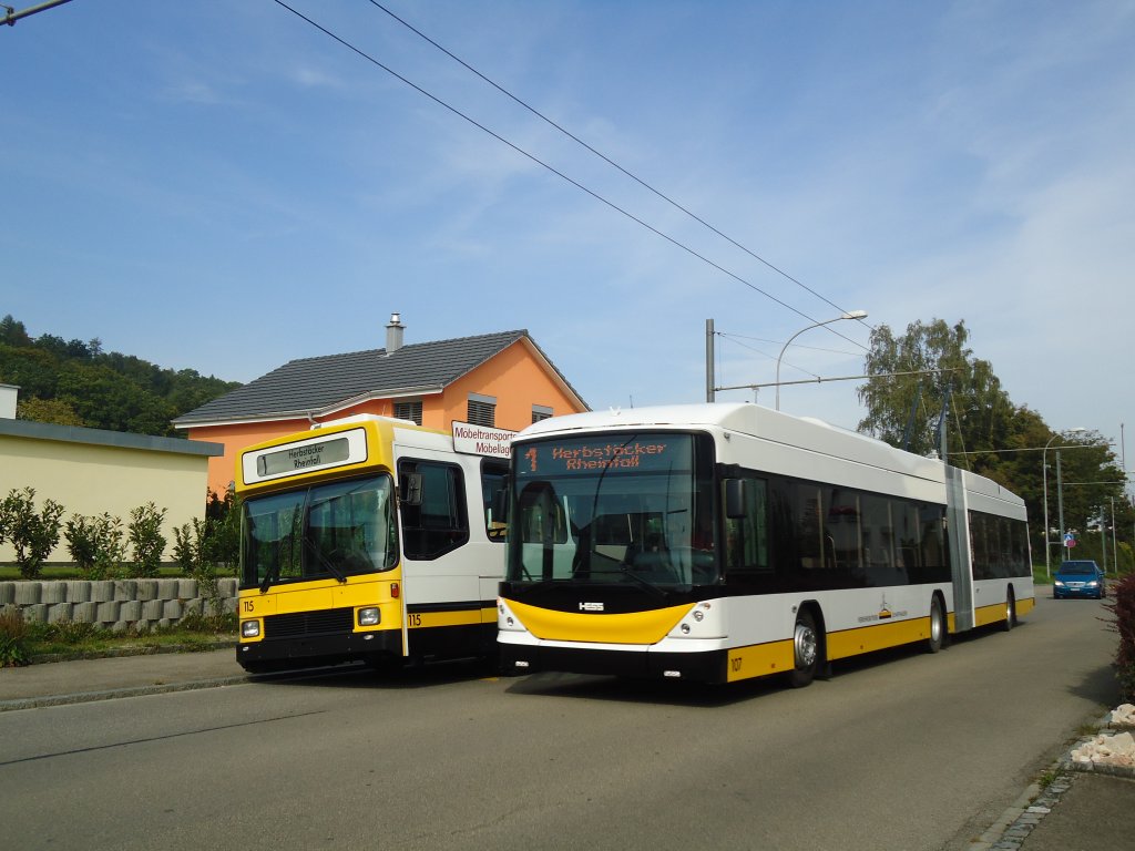VBSH Schaffhausen - Nr. 107 - Hess/Hess Gelenktrolleybus am 25. September 2011 in Neuhausen, Gemeindewiesen