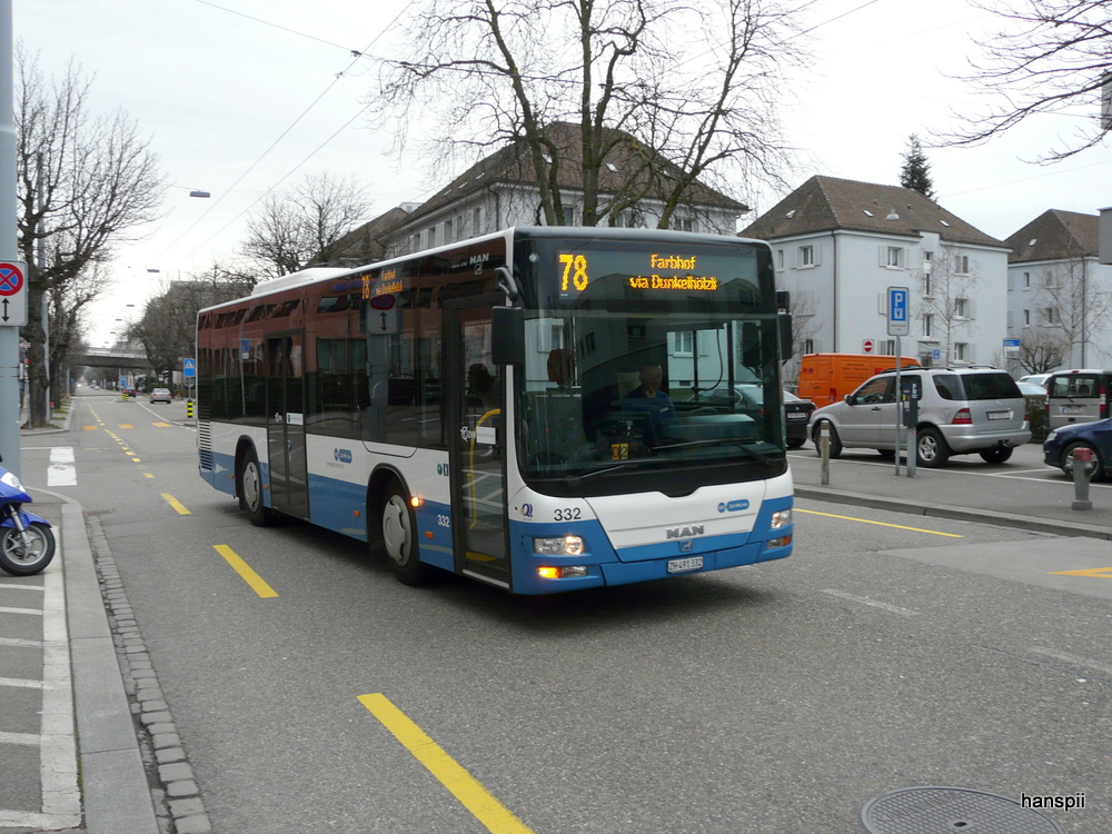 VBZ - MAN Lion`s City Nr.333 ZH 491332 unterwegs auf der Linie 78 in Zrich Altstetten am 01.01.2013