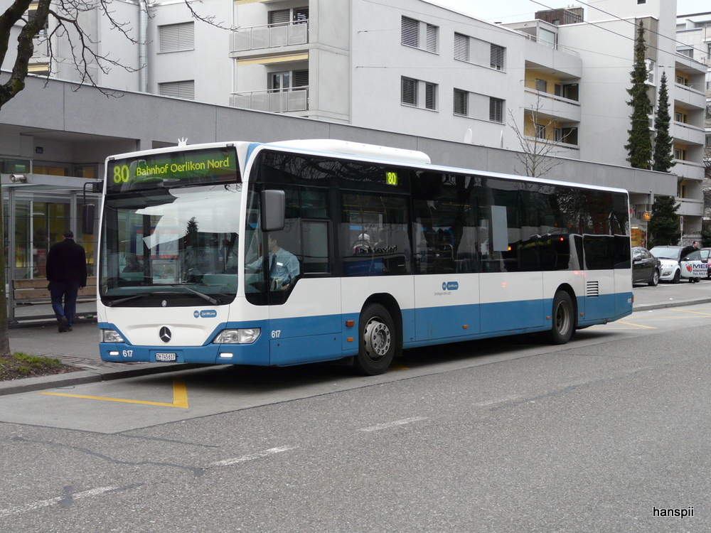 VBZ - Mercedes Citaro  Nr.617 ZH 745617 unterwegs auf der Linie 80 in Zrich Altstetten am 01.01.2013