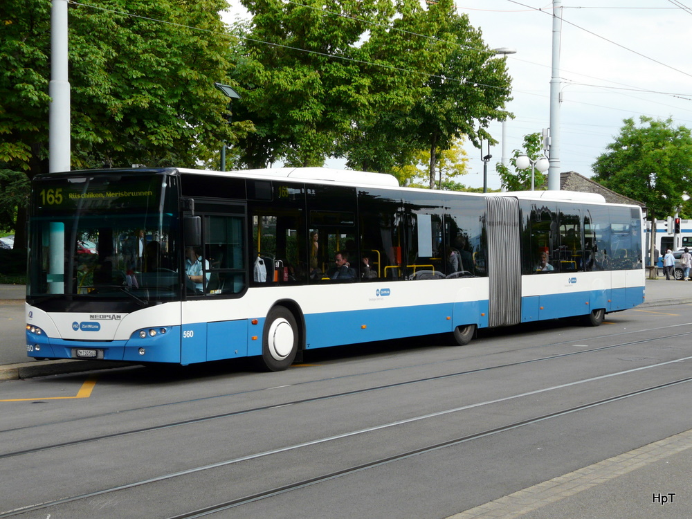 VBZ - Neoplan Nr.560 ZH 730560 unterwegs auf der Linie 165 in der Stadt Zrich am 10.06.2011
