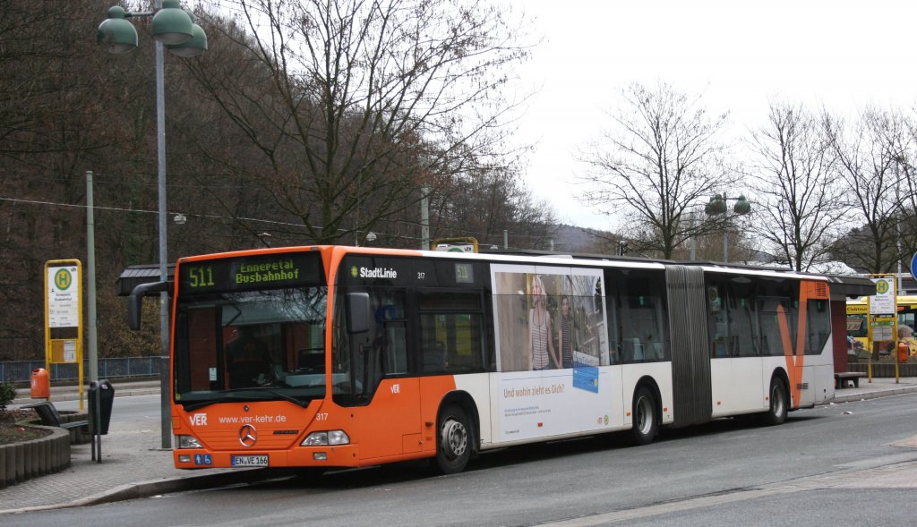 Ver 317 (EN VE 166) am Bus Bf Ennepetal mit der Linie 511.
27.2.2010