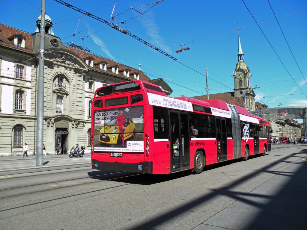 Volvo Bus mit der Betriebsnummer 808 auf der Linie 12 am Bahnhof Bern. Die Aufnahme stammt vom 26.08.2010.