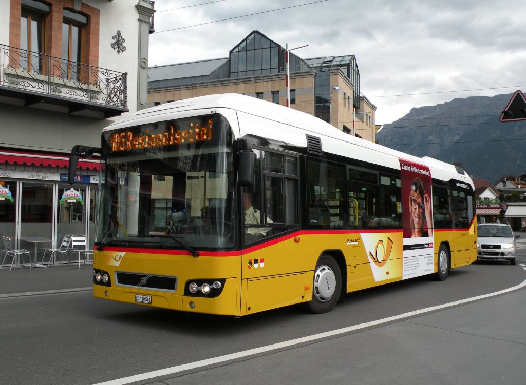 Volvo Hybrid Bus auf der Linie 105 zum Regionalspital am Bahnhof Interlaken Ost. Die Aufnahme stammt vom 04.10.2012.