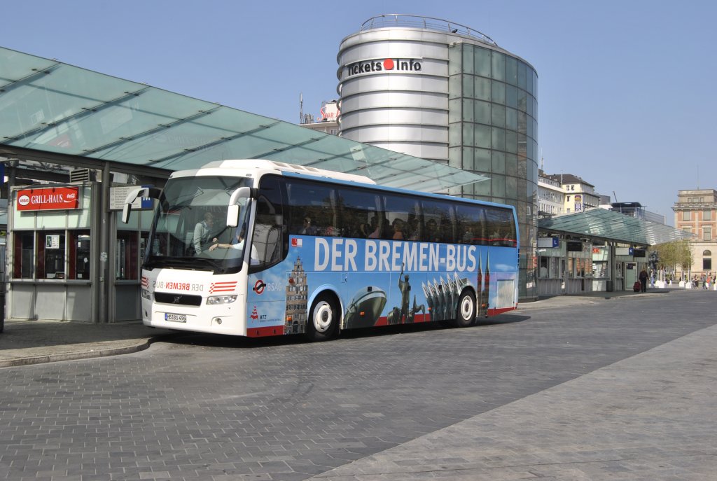 Volwo Reisebus  Der Bremen Bus , am 23.08.2010. am Bremer HBF.