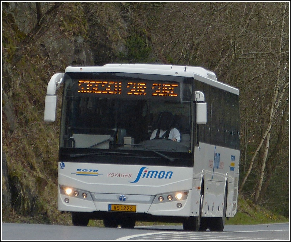 (VS 1222) Temsa Tourmalin IC des Busunternehmens Simon auus Diekirch. gesehen am 16.04.2013 nahe Wiltz. 