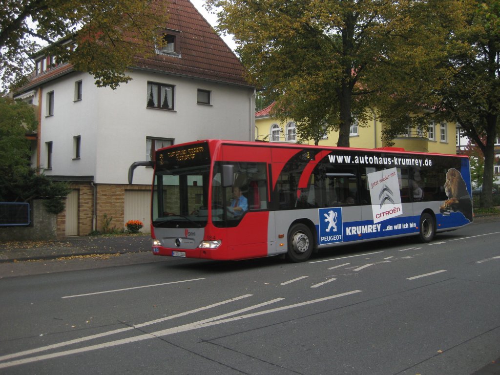 Wagen 084 (HI-SV 2084) der Stadtverkehr Hildesheim GmbH mit einer Werbung fr das Autohaus Krumrey auf der  Hohnsen . Die Werbung war bis 2008 auf einem anderen Fahrzeug beheimatet, musste jedoch aufgrund einer greren Ausmusterungswelle umgeklebt werden.