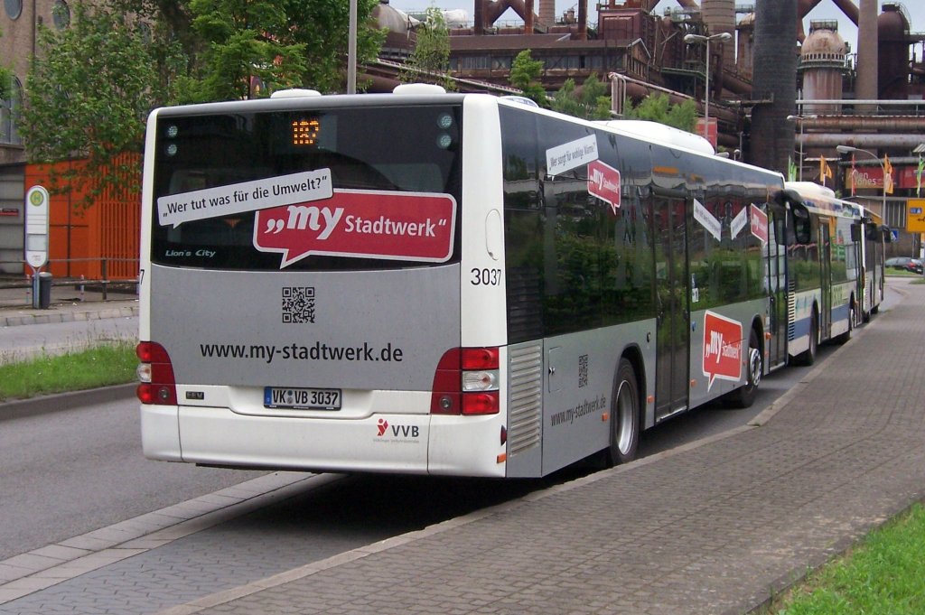 Wagen 3037 der VVB, ein Lion's City NL323 mit EZ 2012, im Juni 2013. 