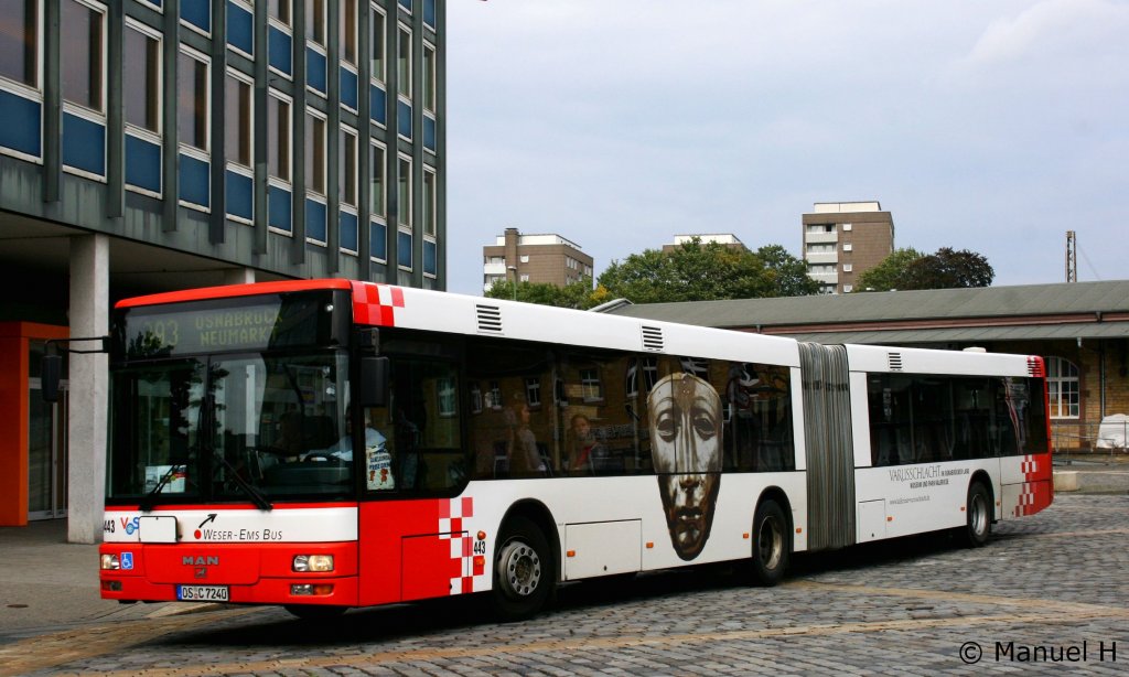 Weser Ems Bus 443 (OS C 7240).
Aufgenommen am HBF Osnabrck, 19.9.2010.