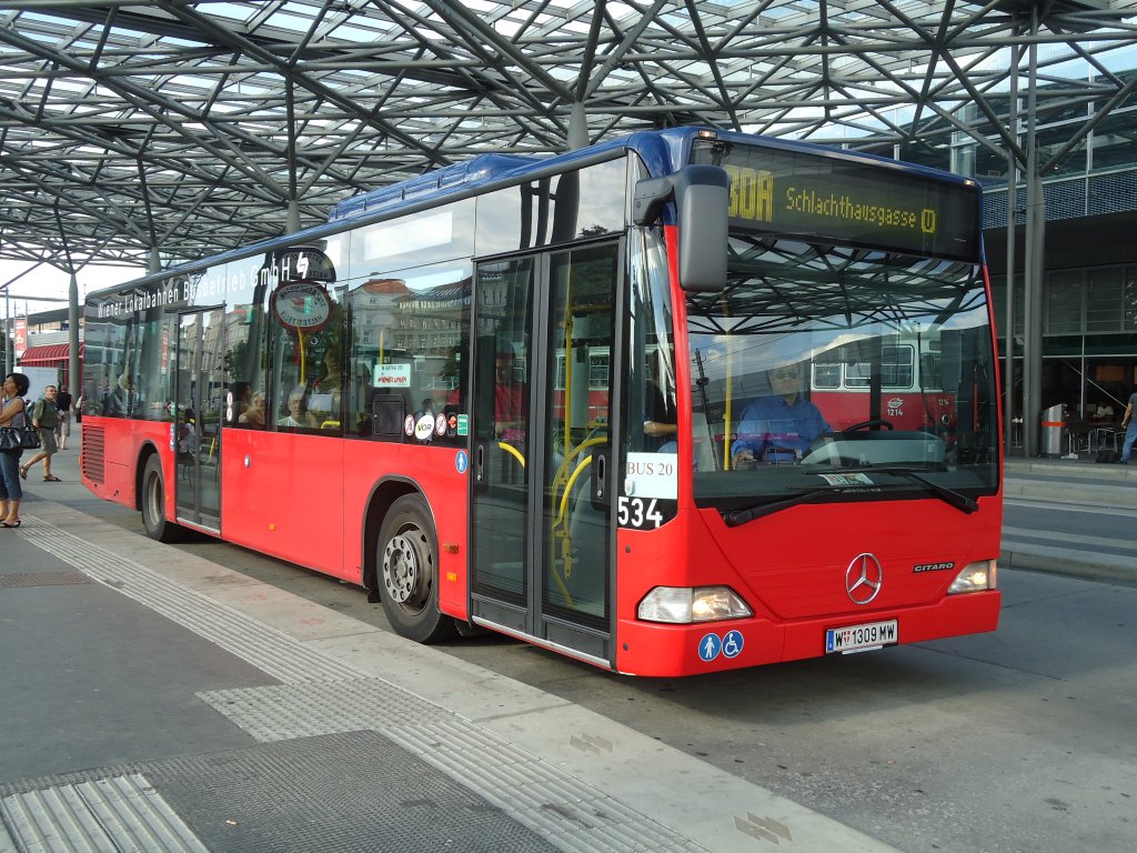 Wiener Lokalbahnen Nr. 534/W 1309 MW Mercedes Citaro am 9. August 2010 Wien, Praterstern