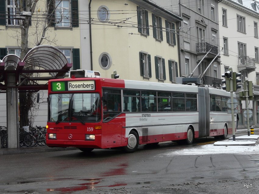 Winterthur - Mercedes O 405 GTZ Nr.159 unterwegs auf der Linie 3 in der Stadt Winterthur am 10.01.2010