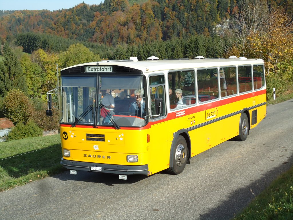 Wthrich, Ursenbach - BE 10'184 - Saurer/Tscher RH (ex P 25'668) am 21. Oktober 2012 bei Zumholz