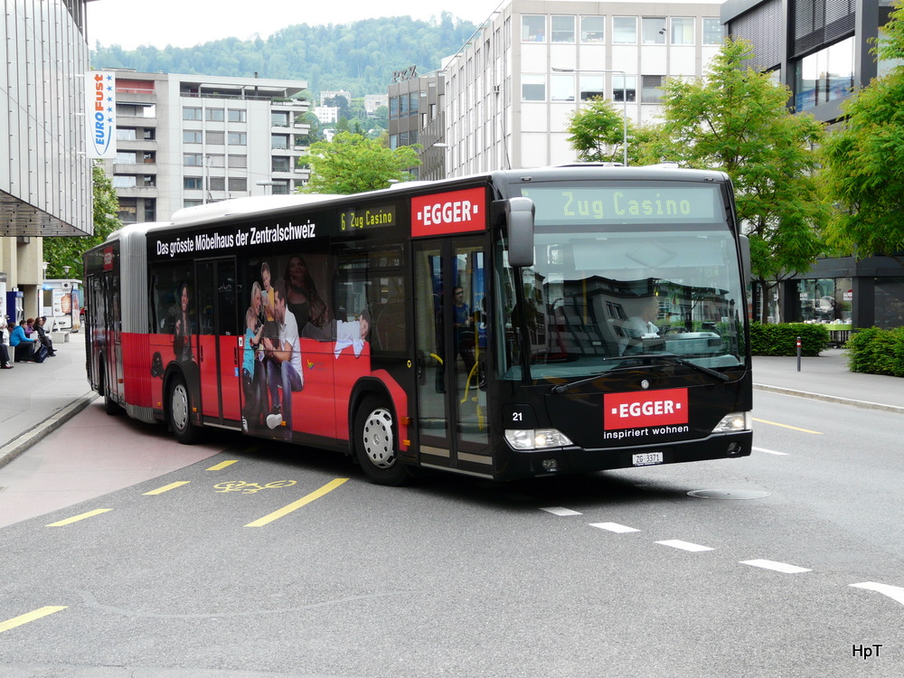 Zugerland - Mercedes Citaro Nr.21 ZG 3371 unterwegs auf der Linie 6 in der Stadt Zug am 17.05.2011