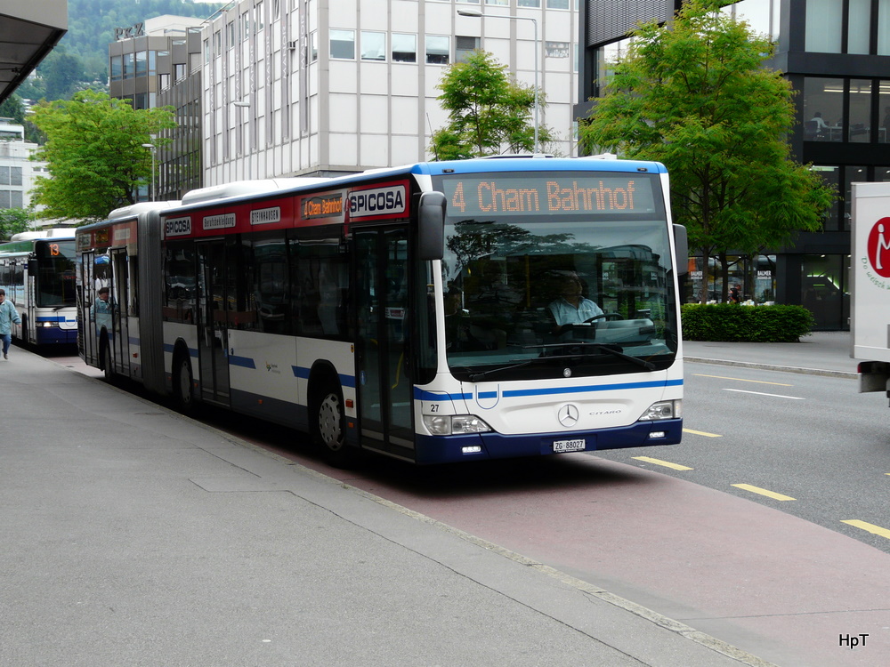 Zugerland - Mercedes Citaro Nr.27 ZG 88027 unterwegs auf der Linie 4 in der Stadt Zug am 17.05.2011