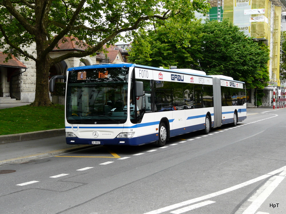Zugerland - Mercedes Citaro Nr.32  ZG 88032 unterwegs auf der Linie 4 in der Stadt Zug am 17.05.2011