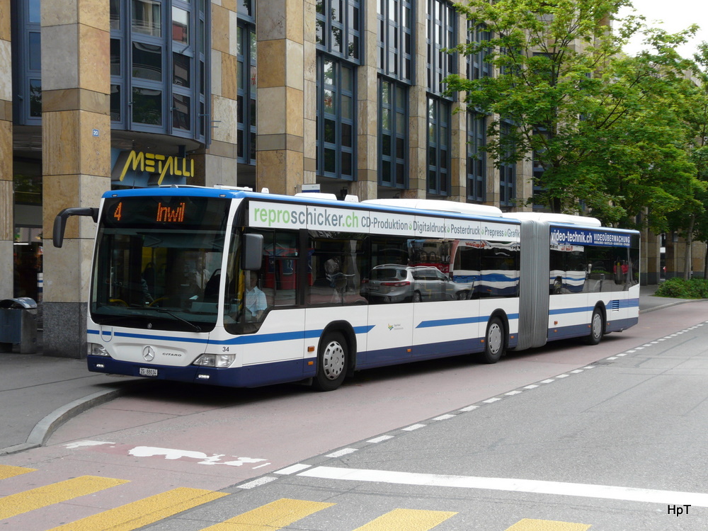 Zugerland - Mercedes Citaro Nr.34 ZG 88034 unterwegs auf der Linie 4 in der Stadt Zug am 17.05.2011