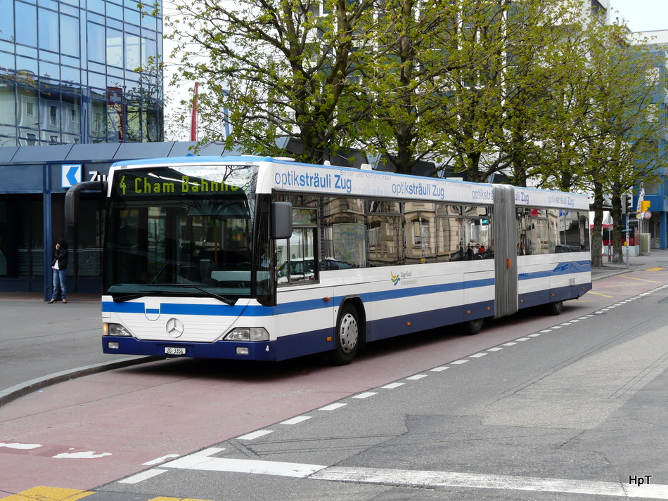 Zugerland - Mercedes Citaro  Nr.4  ZG 3354 unterwegs in der Stadt Zug am 10.04.2010