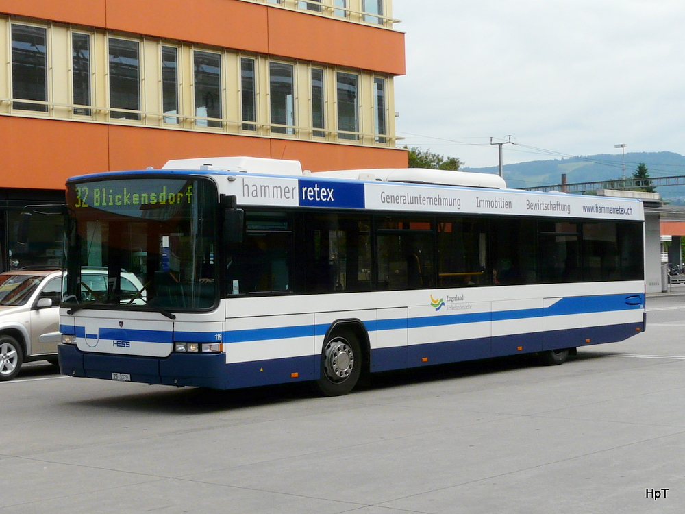 Zugerland - Scania-Hess Nr.119  ZG 3379 unterwegs auf der Linie 32 in der Stadt Baar am 17.05.2011