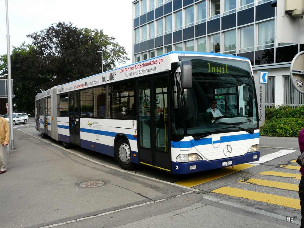 ZVB Zugerland - Mercedes Citaro Nr.3  ZG 3353 unterwegs in der Stadt Zug am 20.08.2010
