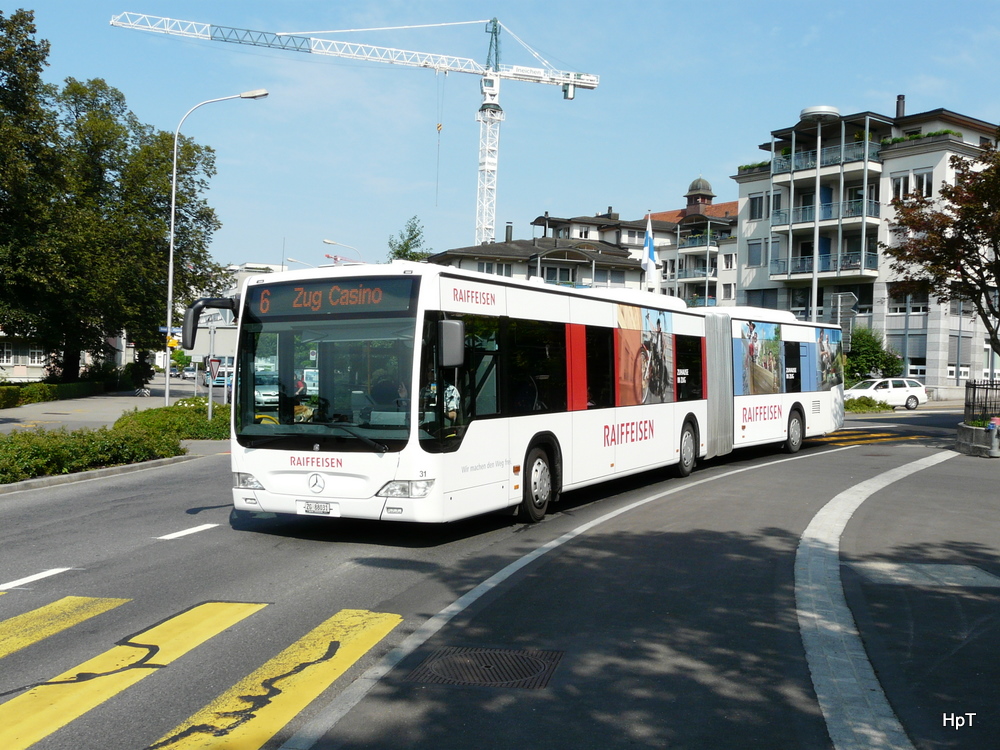 ZVB Zugerland - Mercedes Citaro Nr.31 ZG 88031 unterwegs in der Stadt Zug am 20.08.2010