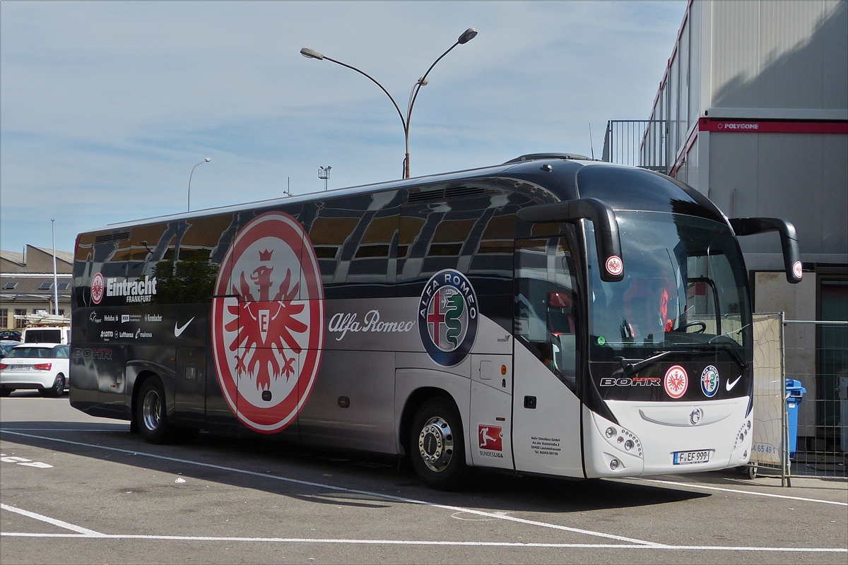 . Iveco Irisbus Magelys der Eintracht Frankfurt gesehen am 30.08.2015 auf einem Busparkplatz in der Stadt Luxemburg