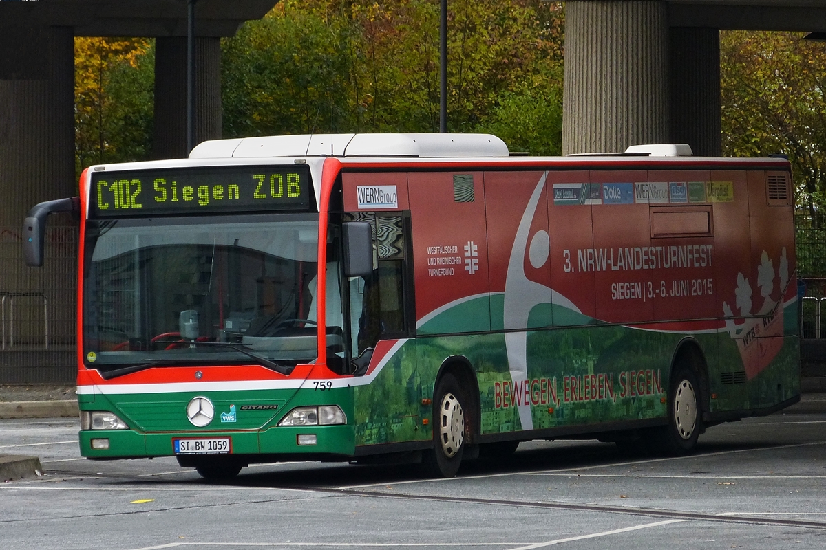 . Mercedes Benz Citaro, aufgenommen am ZOB in Siegen, 02.11.2014.