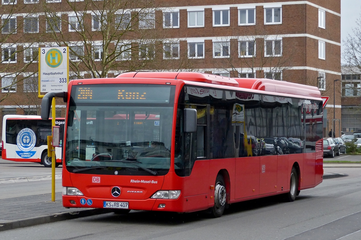 . Mercedes Benz Citaro der Rhein Mosel Linie am ZOB in Trier.  21.03.2014