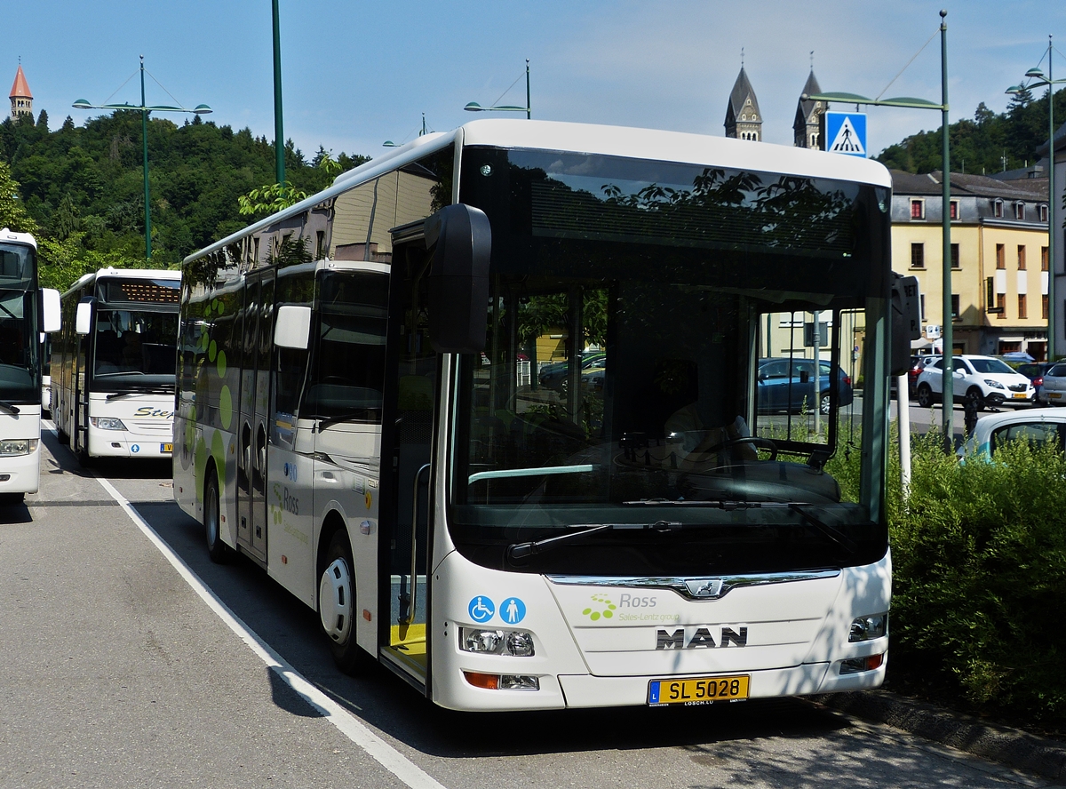 . SL 5028,  MAN lion's City des Busunternehmens Ross, (Sales-Lentz group), aufgenommen am 07.07.2015 in Clervaux.