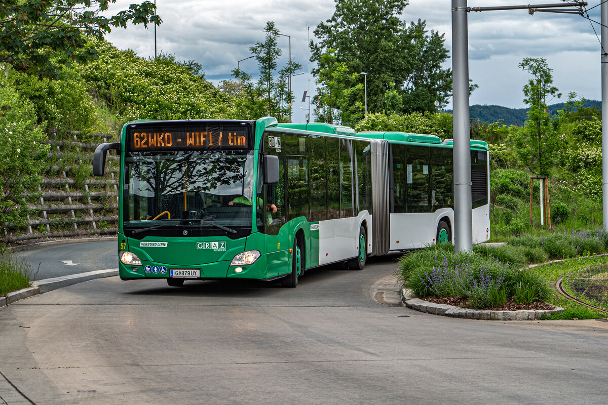 07.05.2024: Graz Linien Wagen 57 als 62 Richtung Graz WKO