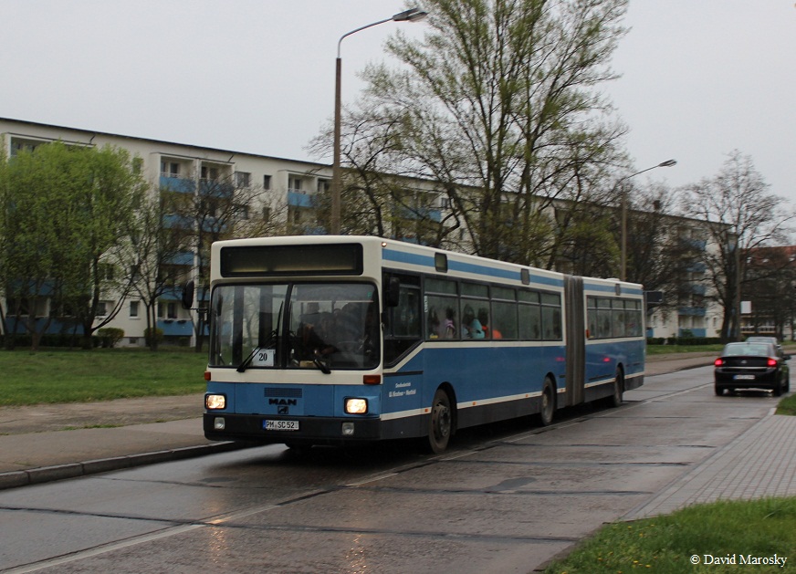 11.04.2014 ein ehemaliger Münchner MAN SG242 in Brandenburg auf der Fontanestraße.