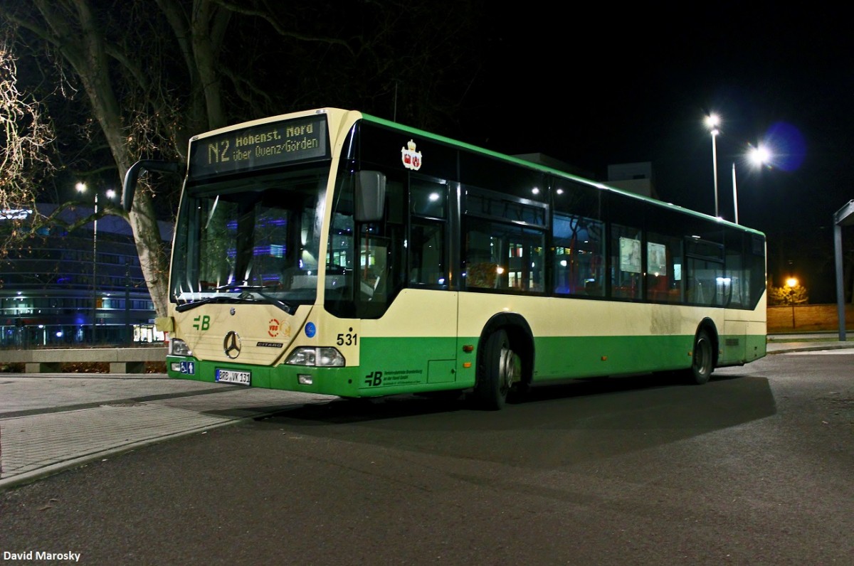 17. Januar 2014 ein Mercedes-Benz Citaro I der VBBr pausiert am ZOB in Brandenburg.