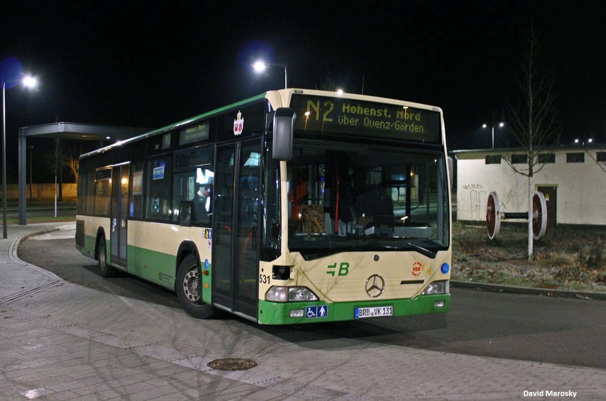 17. Januar 2014 ein Mercedes-Benz Citaro I der VBBr pausiert am ZOB in Brandenburg.