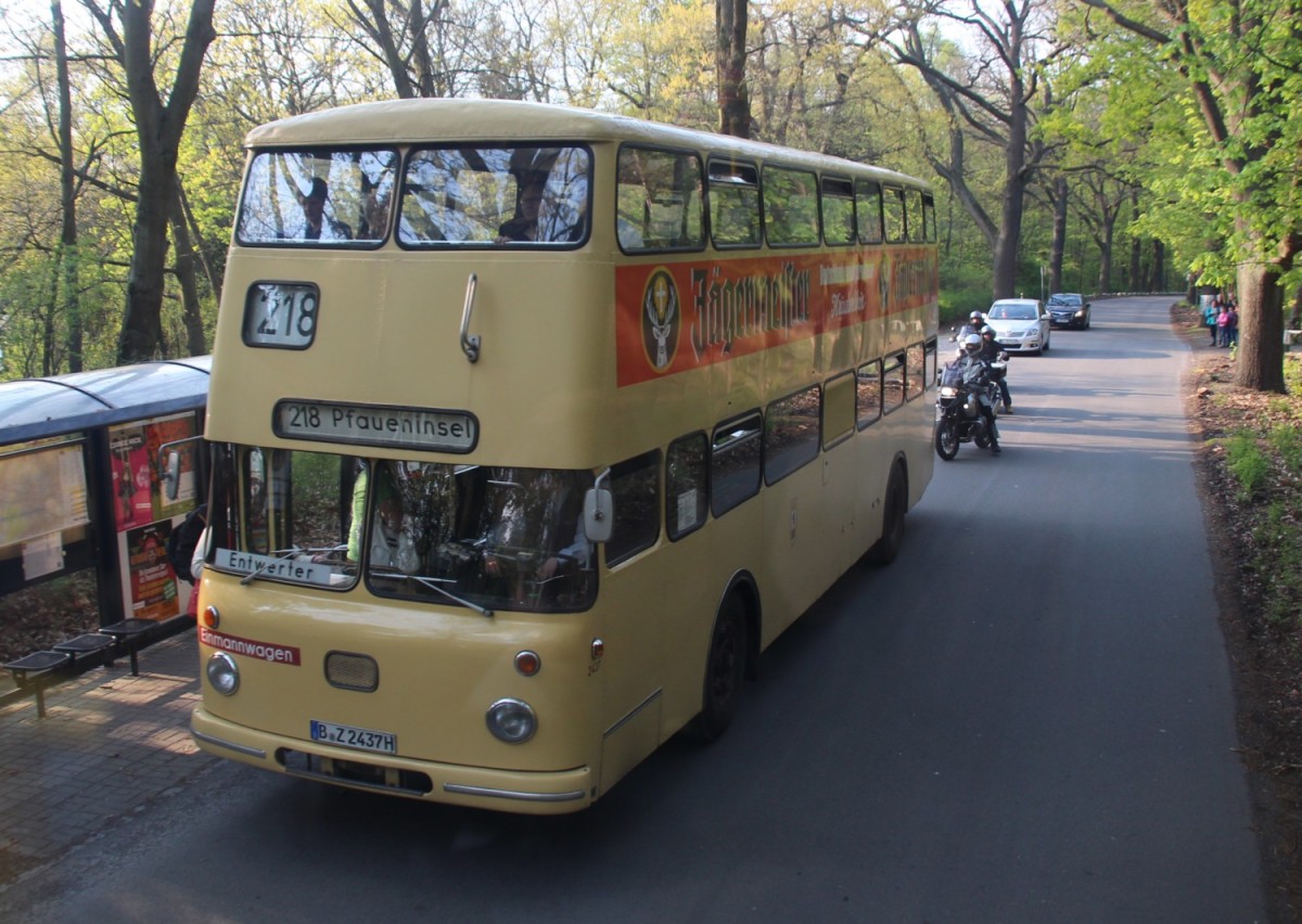 19.4.2014 Berlin, Grunewaldturm. Büssing DE 27 als Linienbus der BVG (Eigentümer Traditionsbus GmbH Berlin)