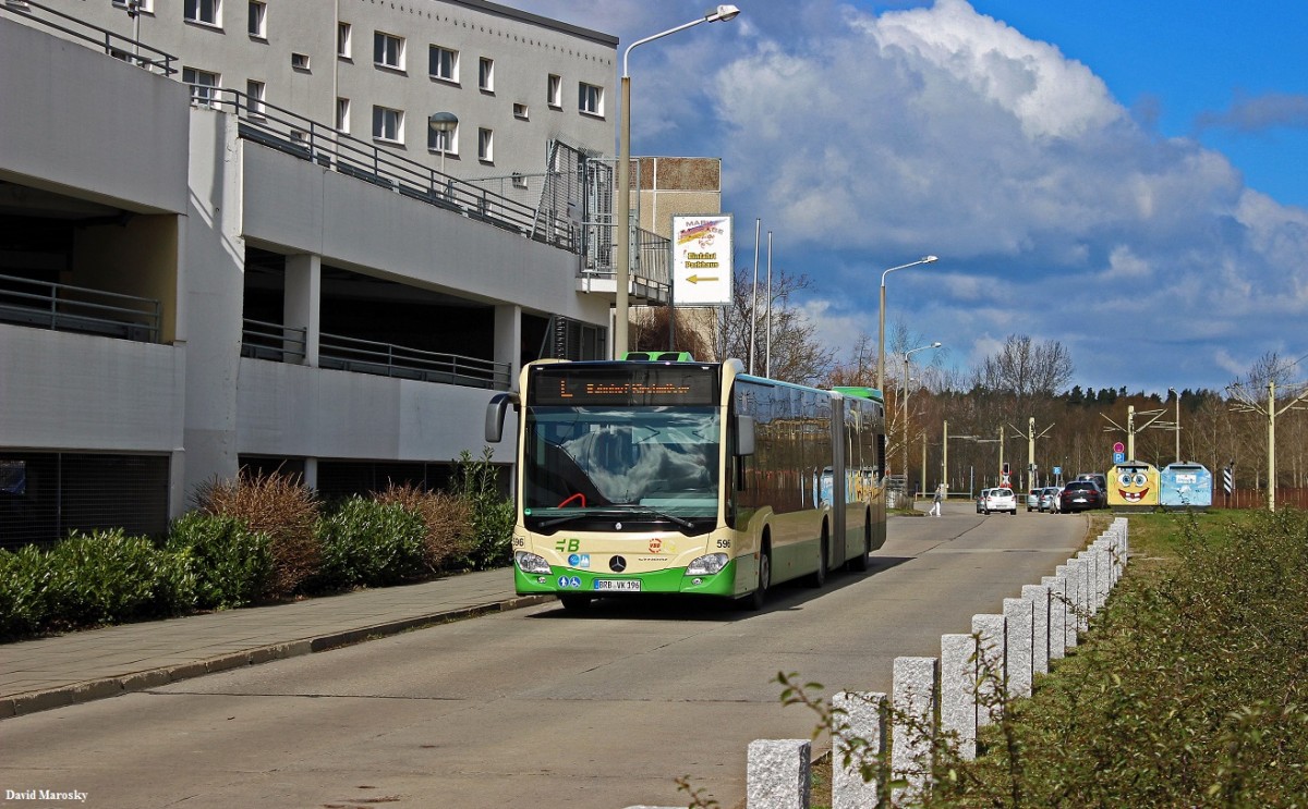 2. April 2015 - Wagen 596 der VBBr (Citaro C2G) am Tschirdamm.