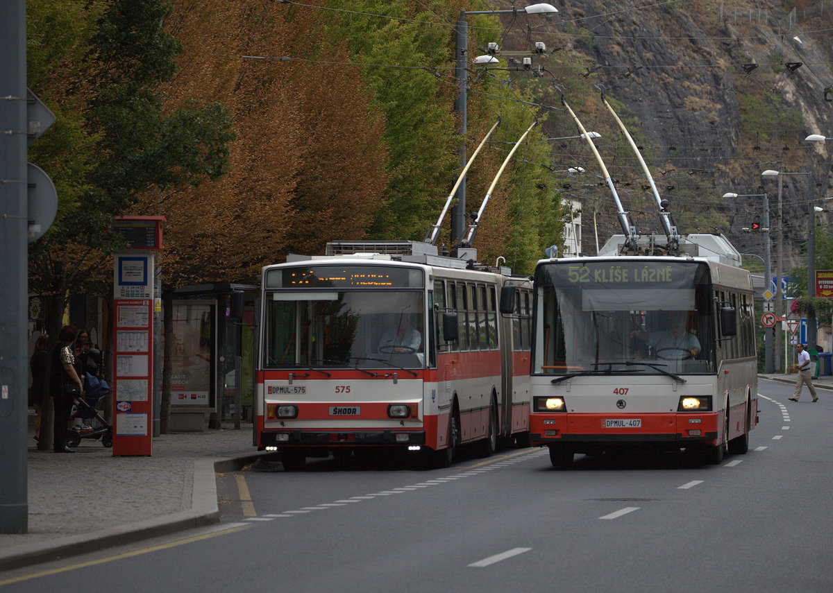 2 typische Vertreter der Skoda O-Busse in Usti nad Labem.26.08.2018 12:09 Uhr