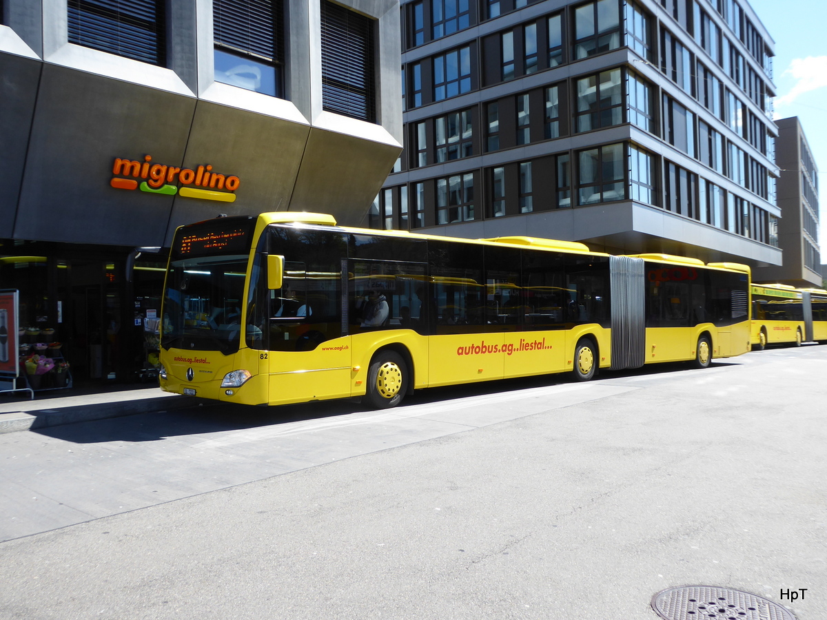AAGL - Mercedes Citaro Nr.82  BL 7222 unterwegs auf der Linie 81 bei den Haltestellen beim Bahnhof Liestal am 16.04.2016