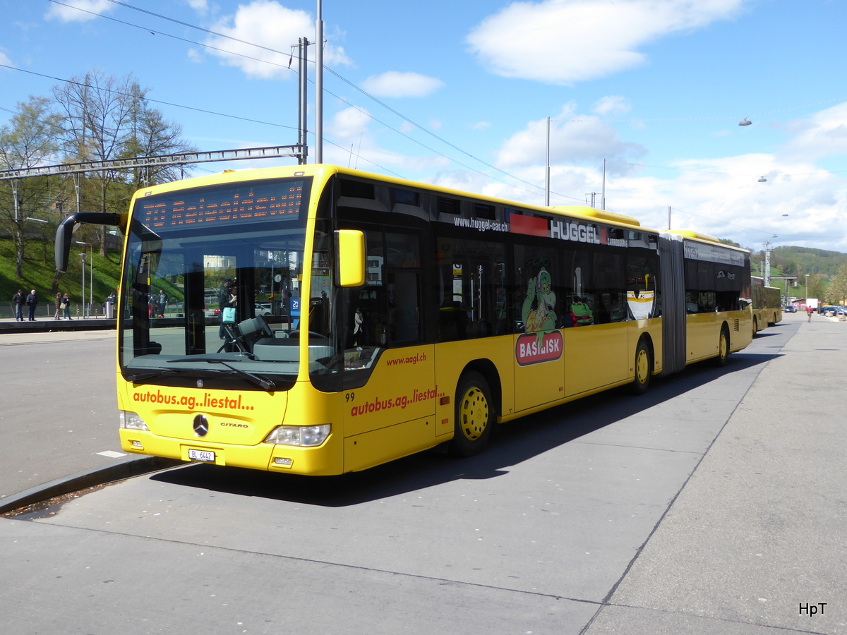 AAGL - Mercedes Citaro Nr.99  BL 6442 unterwegs auf der Linie 70 bei den Haltestellen beim Bahnhof Liestal am 16.04.2016