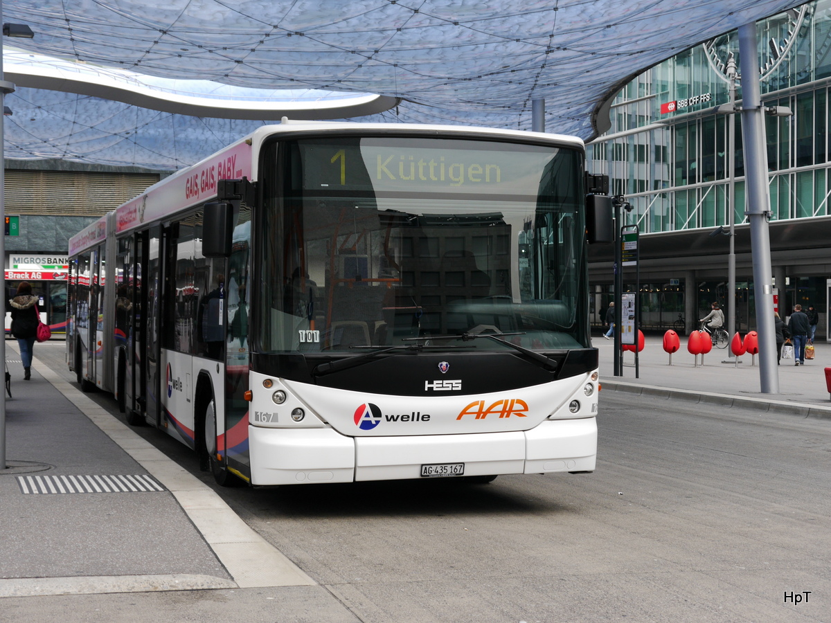 AAR - Scania-Hess Nr.167  AG 435167 beim Busbahnhof in Aarau am 28.02.2016
