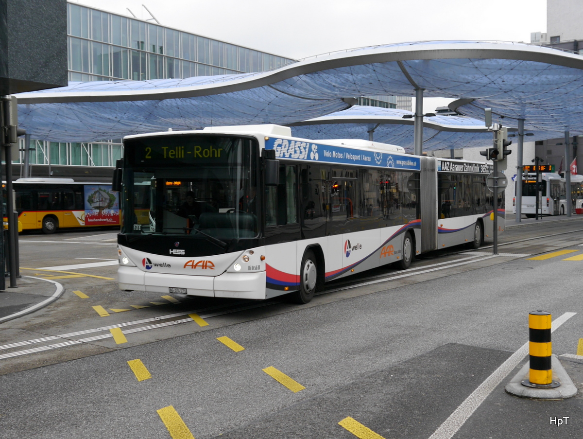 AAR - Scania-Hess Nr.171  AG 374171 bei den Bushaltestellen vor dem Bahnhof in Aarau am 27.01.2018