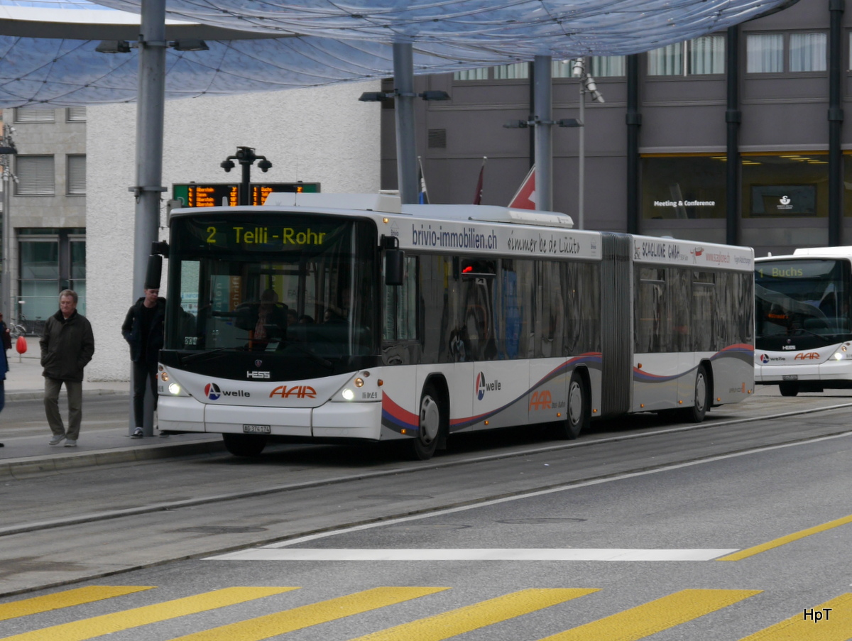 AAR - Scania-Hess Nr.174  AG 374174 bei den Bushaltestellen vor dem Bahnhof in Aarau am 27.01.2018