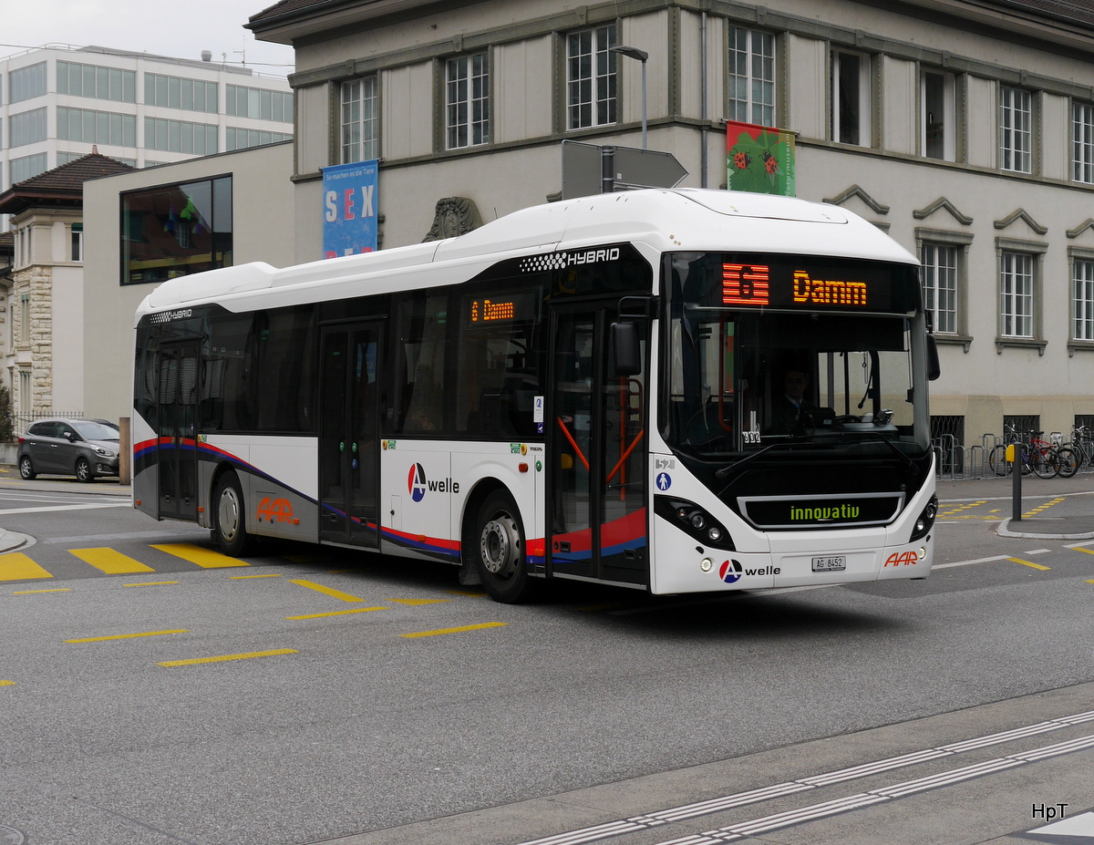 AAR - Volvo 7900 Hybrid Nr.52  AG 8452 unterwegs in Aarau am 28.02.2016