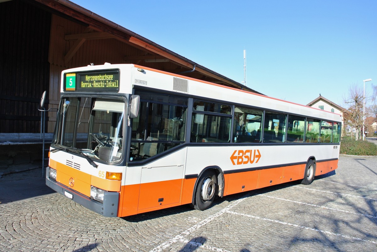 Abschiedsfahrt der BSU MB 405: Wagen Nr. 65 beim Bahnhof Herzogenbuchsee, 27.11.2013. 

