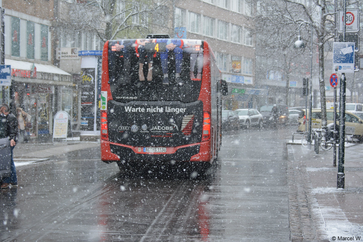 AC-HS 1136 fuhr am 06.02.2018 auf der Linie 4 durch Aachen. Aufgenommen wurde ein Mercedes Benz Citaro Low Entry der zweiten Generation.