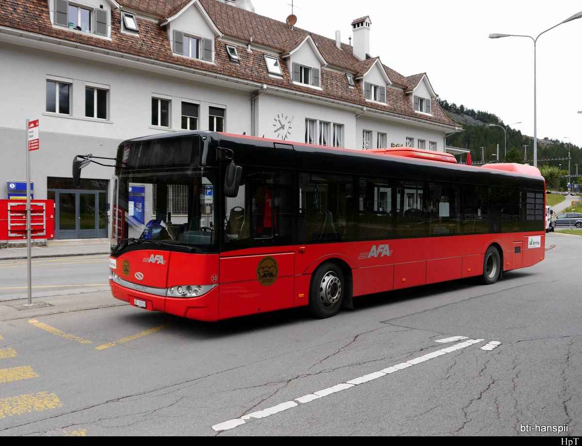 AFA - Solaris  Nr.30  BE  26703 vor dem Bahnhof in Kandersteg am 05.10.2020
