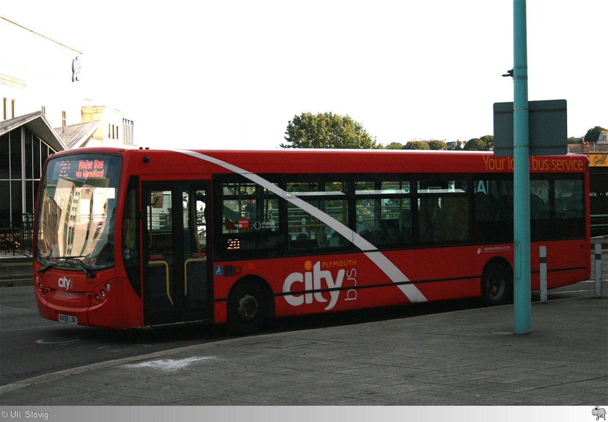 Alexander Dennis Enviro200 Dart  Plymouth City Bus  #138 aufgenommen am 7. August 2014 in Plymouth / England.